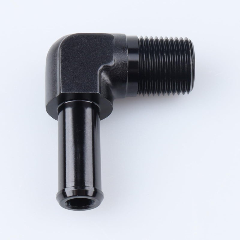 AC PERFORMANCE 3/8" NPT Male to 1/2" Hose Barb Fitting Adapter 90 Degree Aluminum Black Fit for 8AN Push on Hose - Image 5
